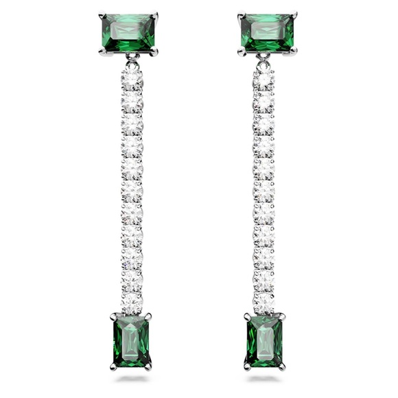 SWAROVSKI  Women’s Matrix drop earrings
Mixed cuts,‎ Green, Rhodium plated - Picture 3 of 7